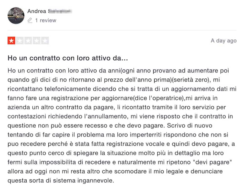 recensione negativa italiaonline 1